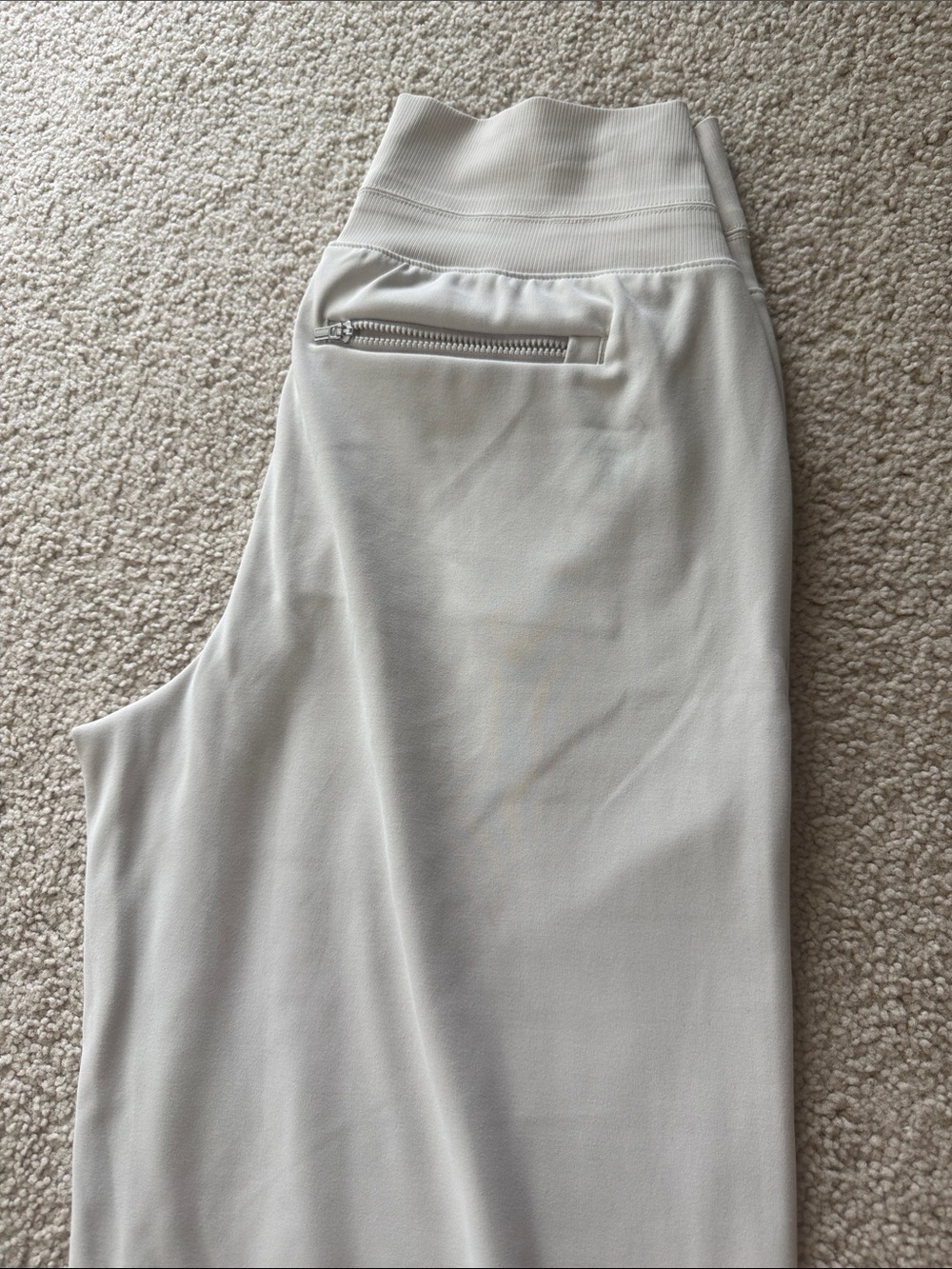 Athleta Cream High-Waist Ponte Leggings with Zip Pocket